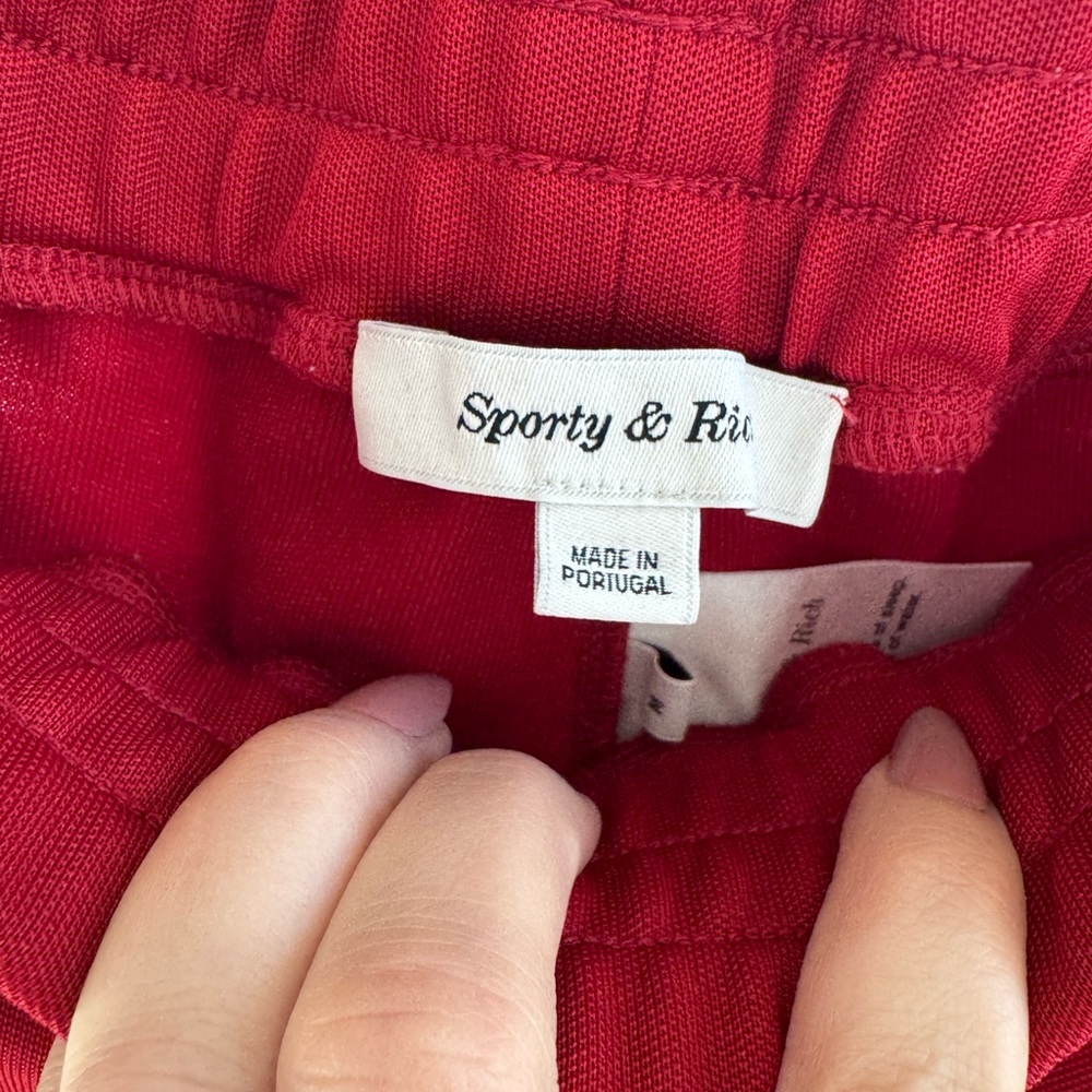Sporty & Rich Mini Shorts Red Logo Athletic Lounge Size Medium - Picture 3 of 4